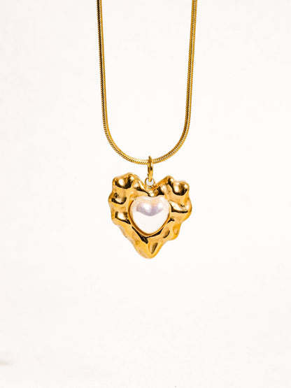 Taliana 18K Gold Non-Tarnish Layered Pearl Heart Necklace