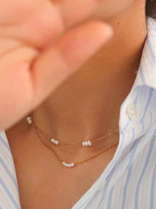 18K Non-Tarnish Petite Pearl Chokers