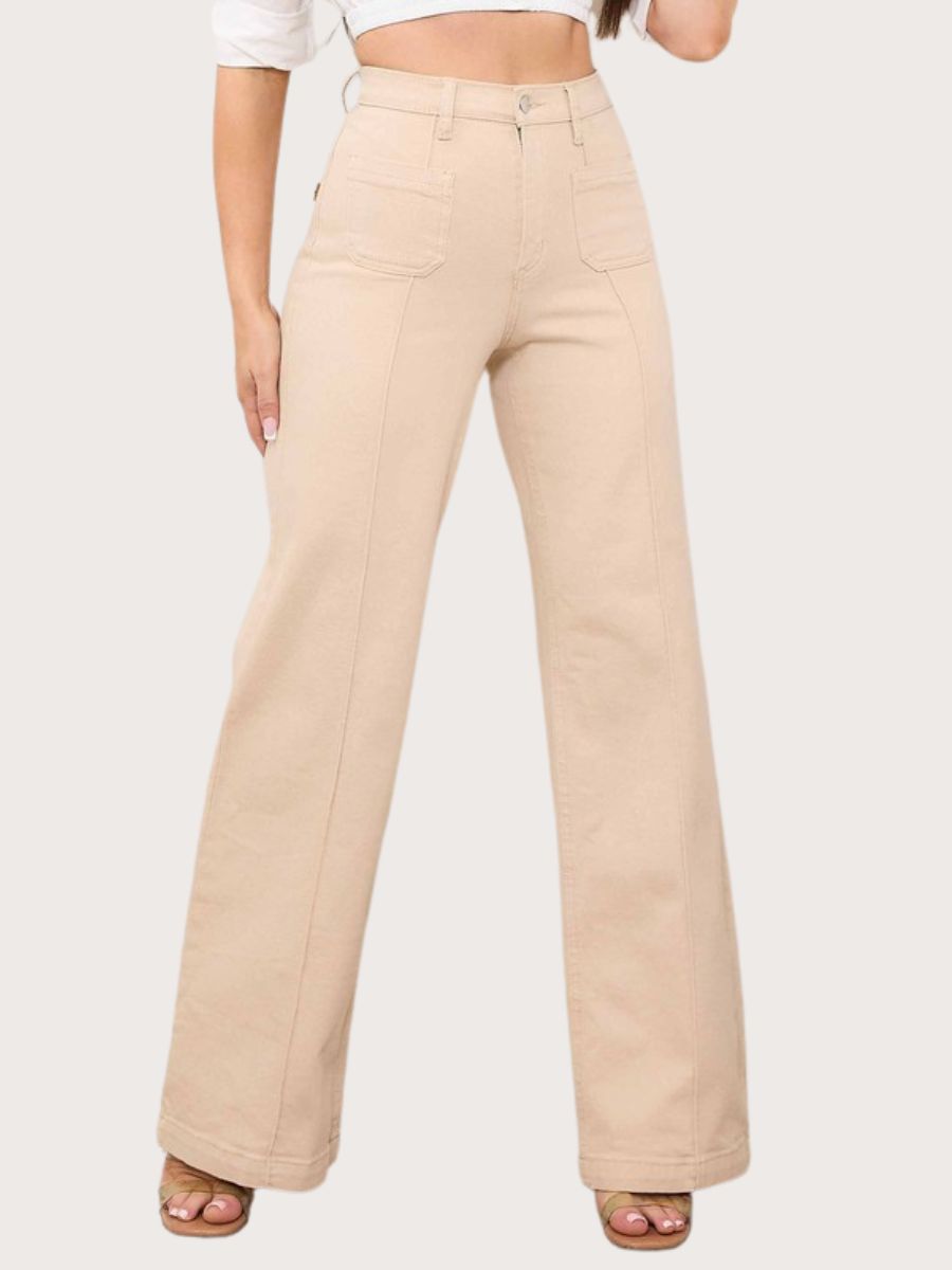 Square Pocket Wide Leg Jeans