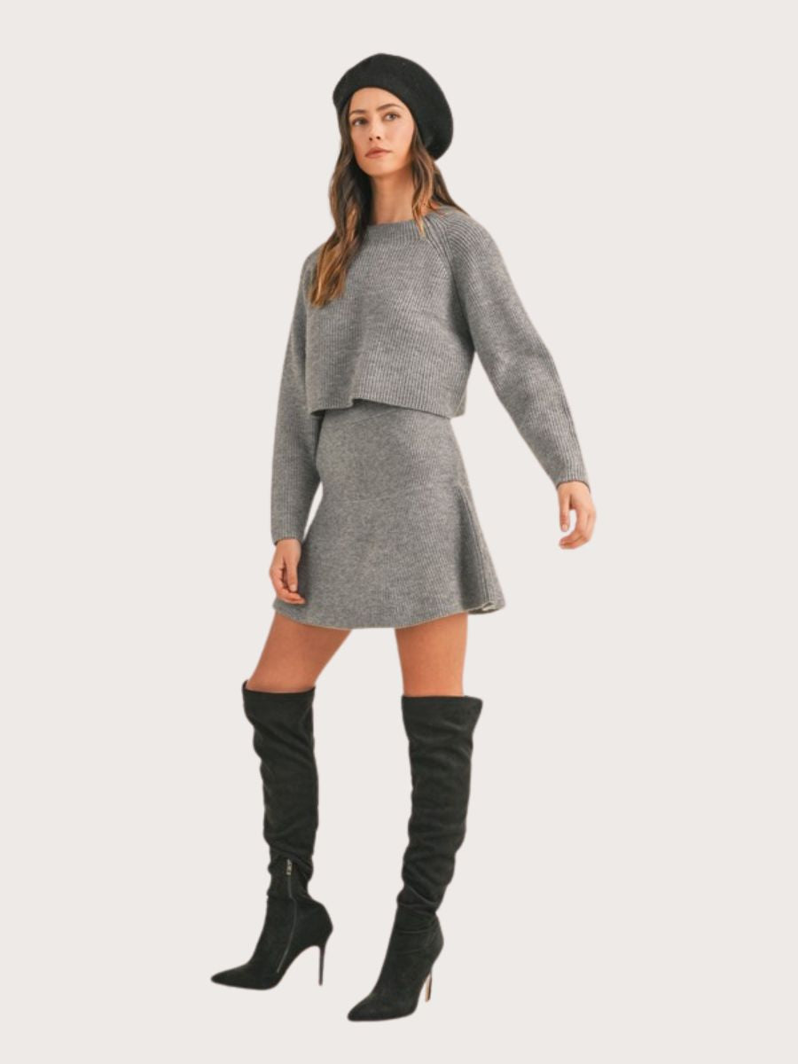 Courtney Charcoal Sweater Flare Skirt