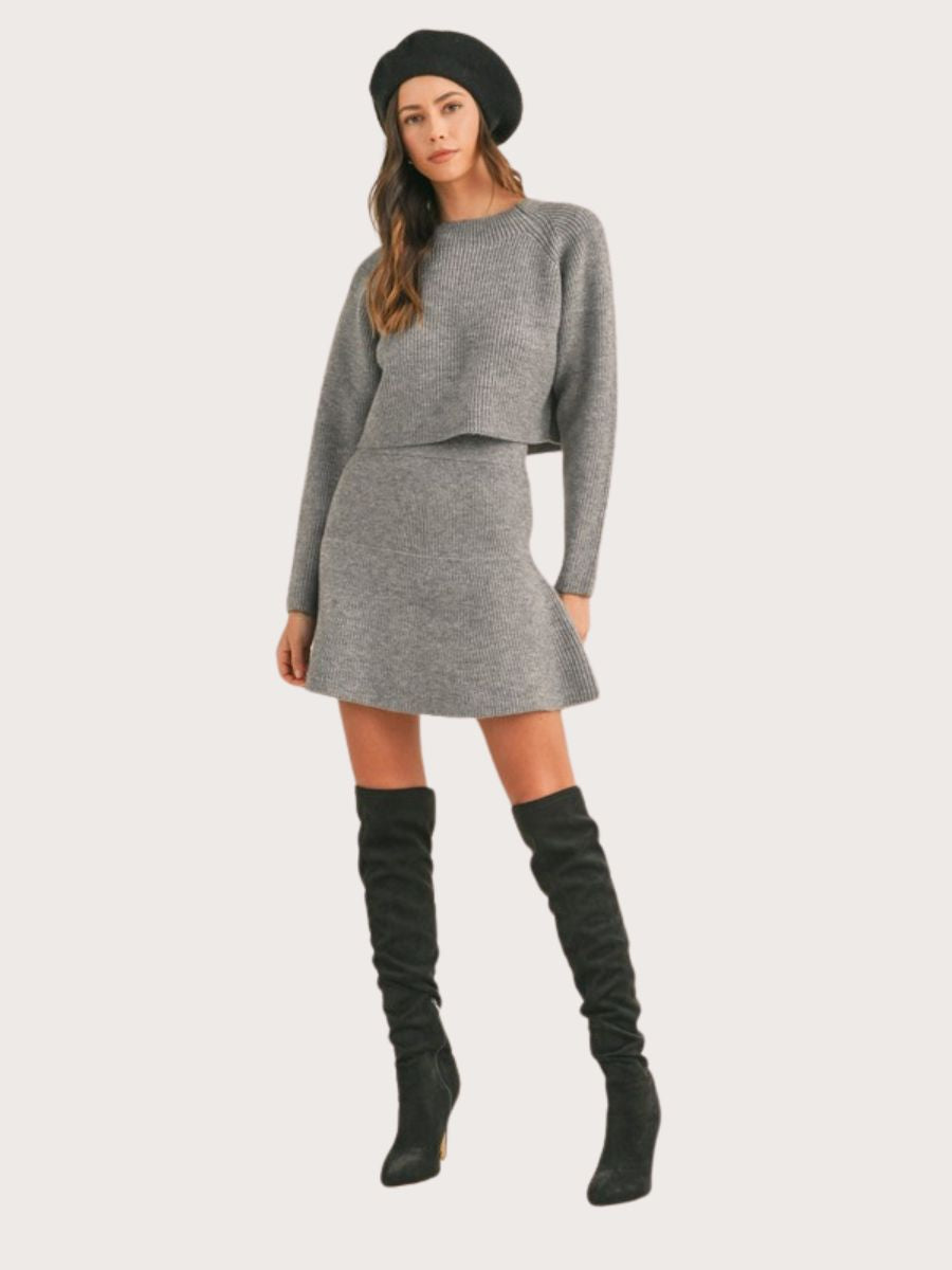 Courtney Charcoal Sweater Flare Skirt