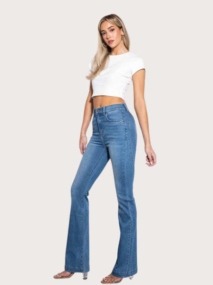 High-Rise Heart Back Bootcut Jeans