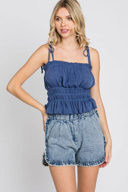 Spaghetti Smocked Sleeveless Top