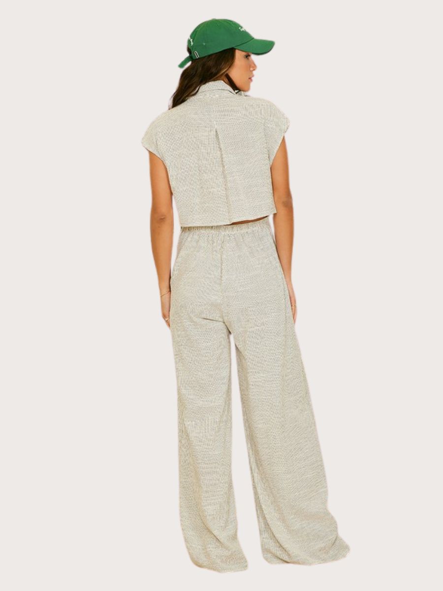 Striped Linen Cut Out Back Jumpsuit