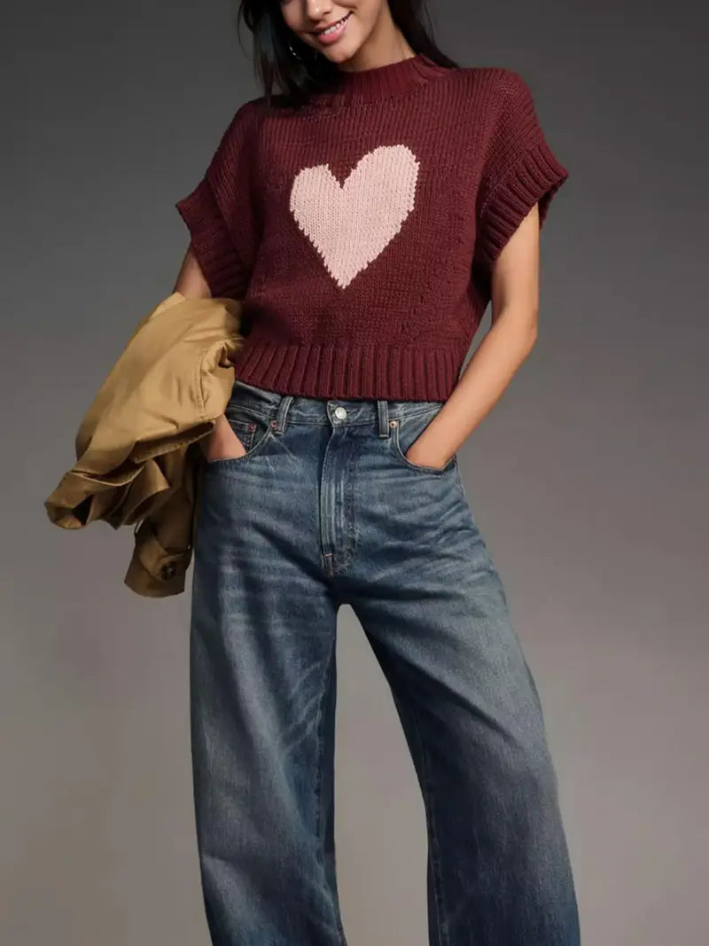 Raspberry Heart Sweater