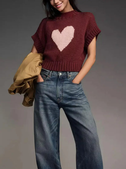 Raspberry Heart Sweater