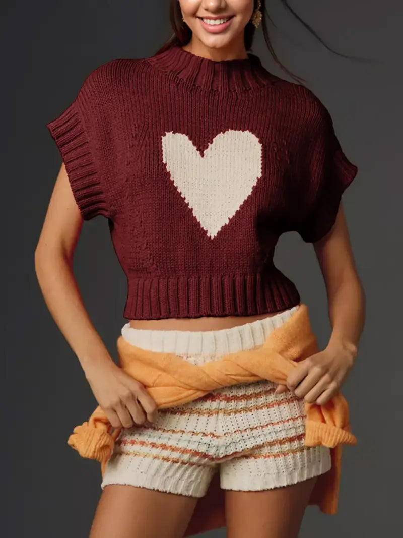 Raspberry Heart Sweater