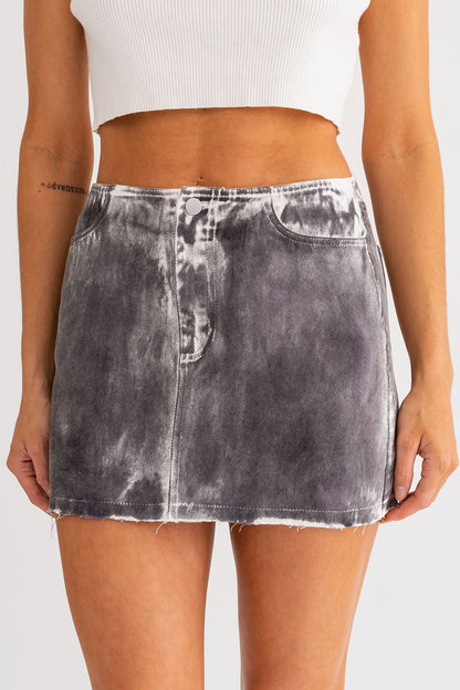 Vintage Washed Mid Rise Denim Skirt - Basic Bee