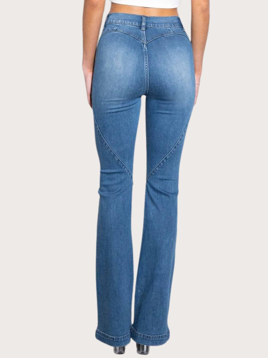 High-Rise Heart Back Bootcut Jeans