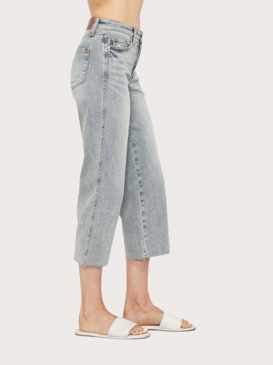 Tummy Control Wide Leg Crop Jeans