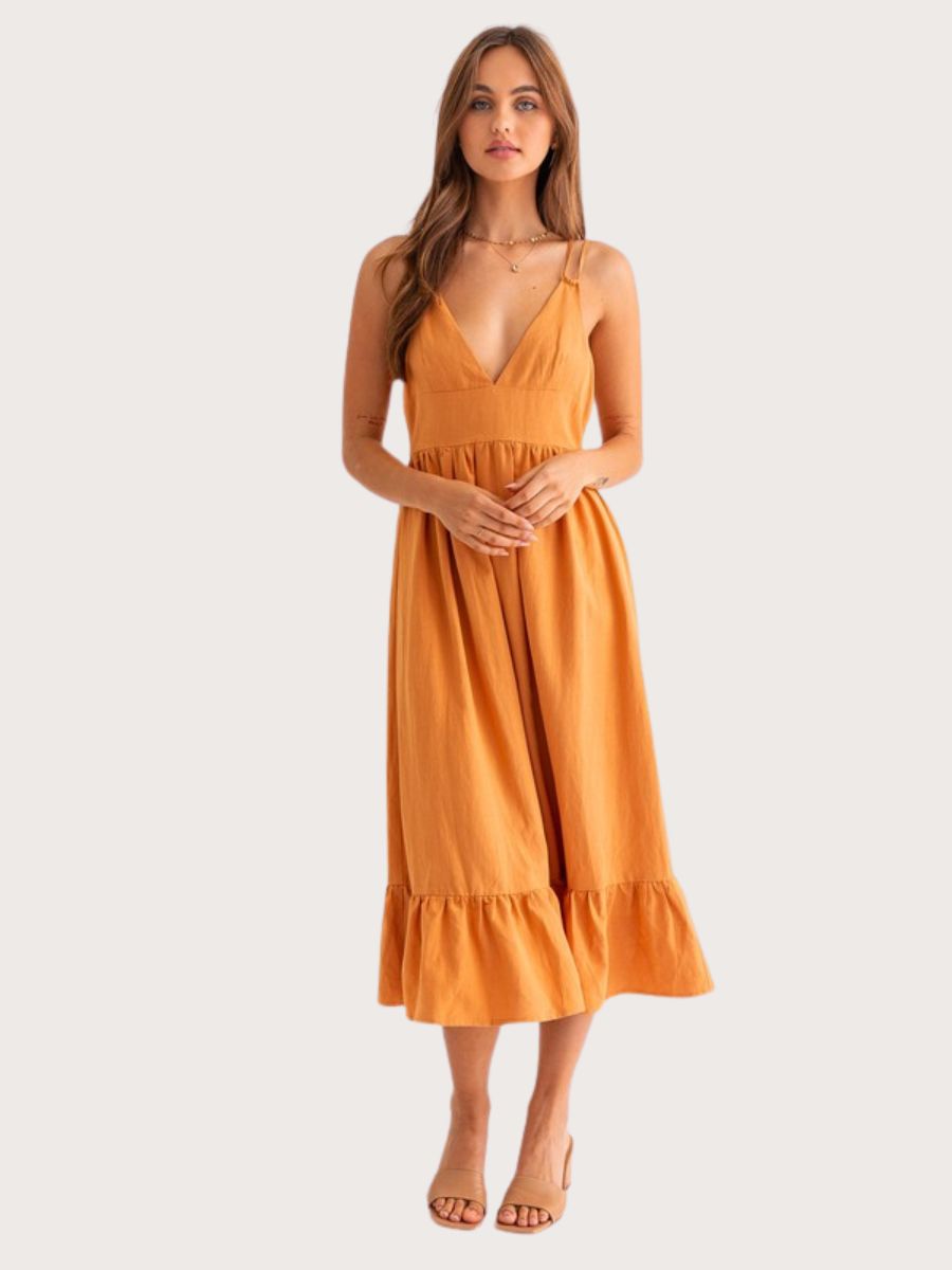 Double Spaghetti Midi Dress