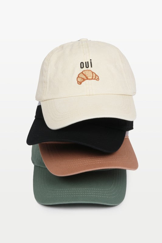 Oui Croissant Baseball Cap