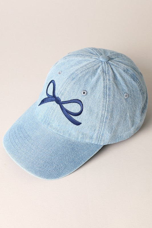 Bow Embroidered Baseball Cap