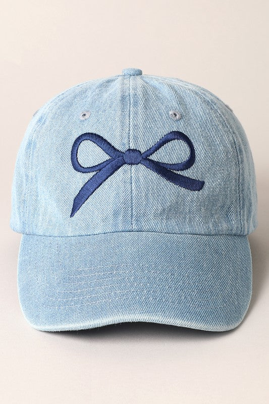 Bow Embroidered Baseball Cap