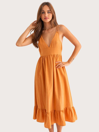 Double Spaghetti Midi Dress