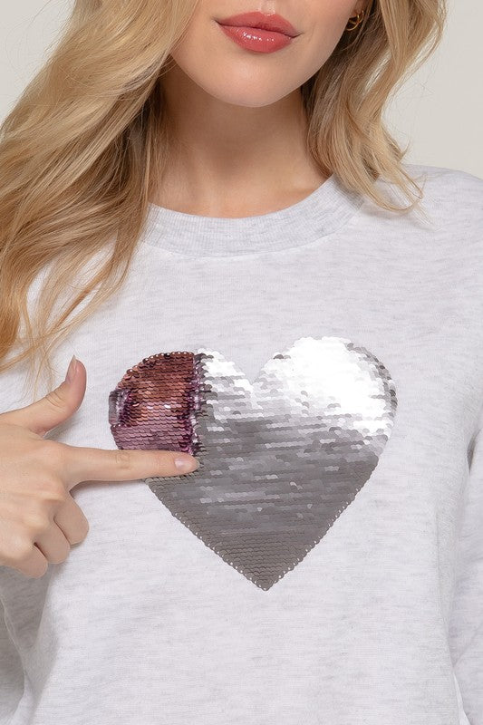 Sequin Heart Sweatshirt