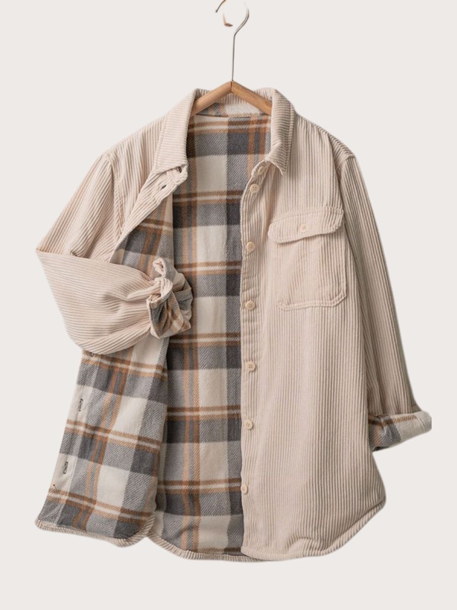 Reversible Corduroy and Plaid Shacket