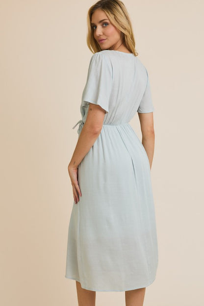 Half Sleeve Faux Wrap Dress