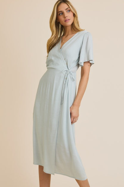 Half Sleeve Faux Wrap Dress