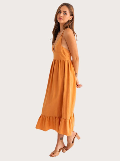 Double Spaghetti Midi Dress