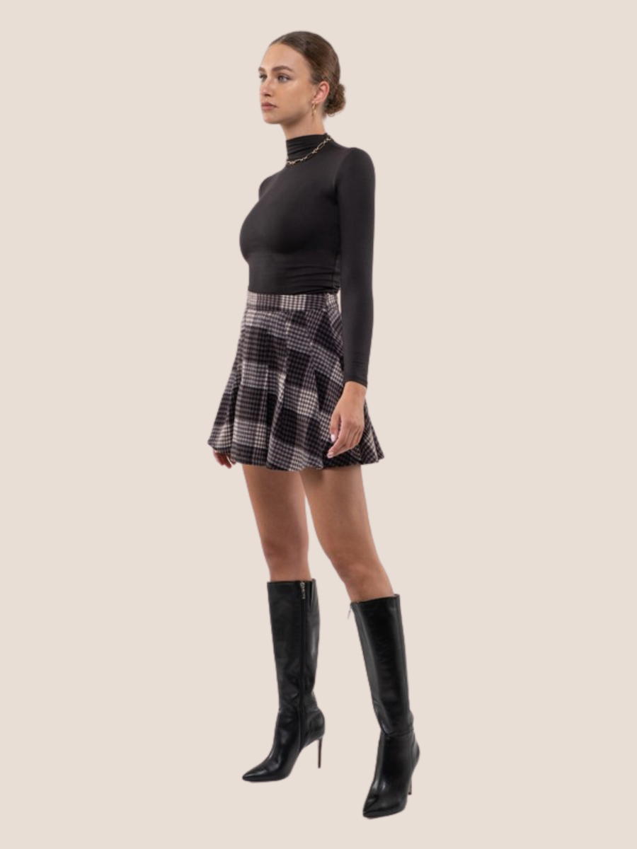 Plaid Pleated High Waist Mini - Basic Bee