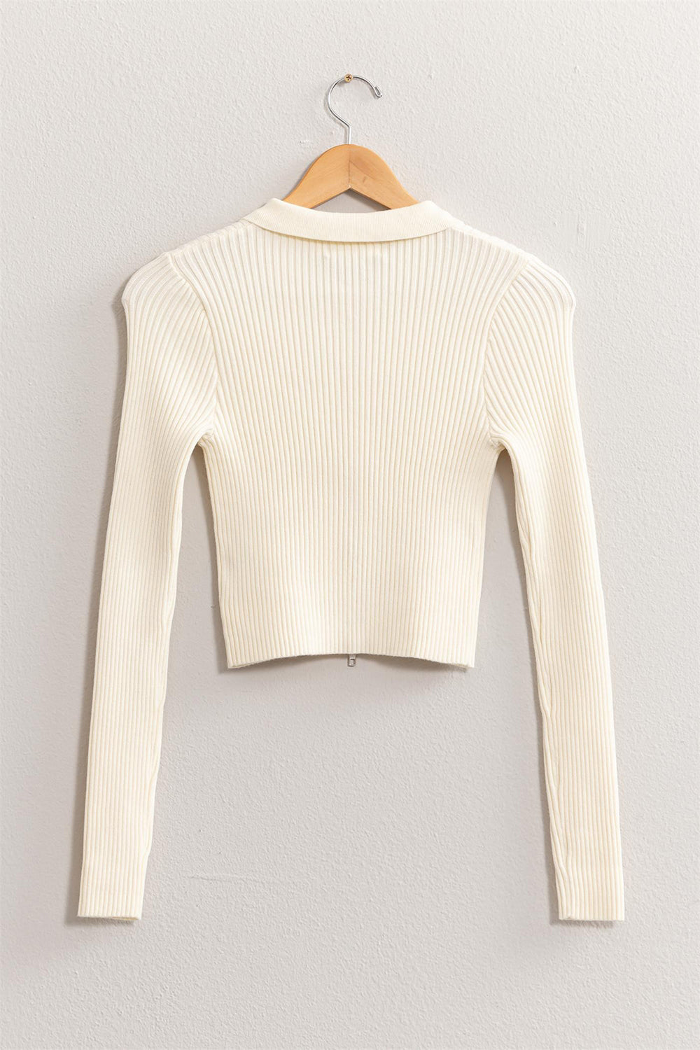 Double Zip Cropped Cardigan (cream)