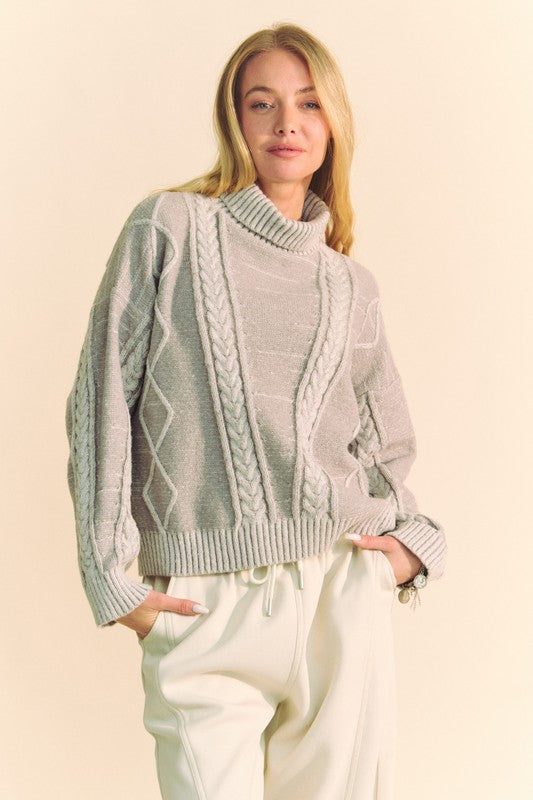 Cable-Knit Turtleneck Sweater