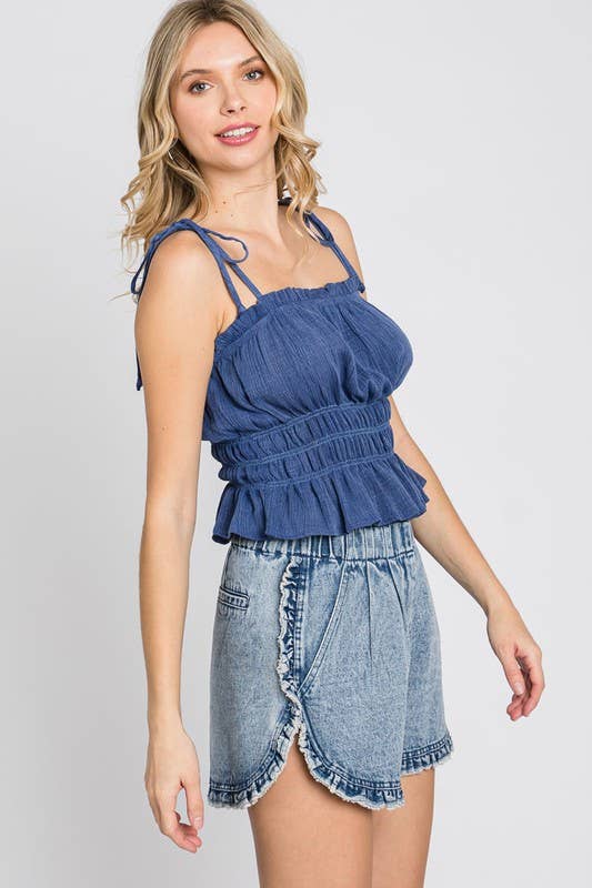 Spaghetti Smocked Sleeveless Top