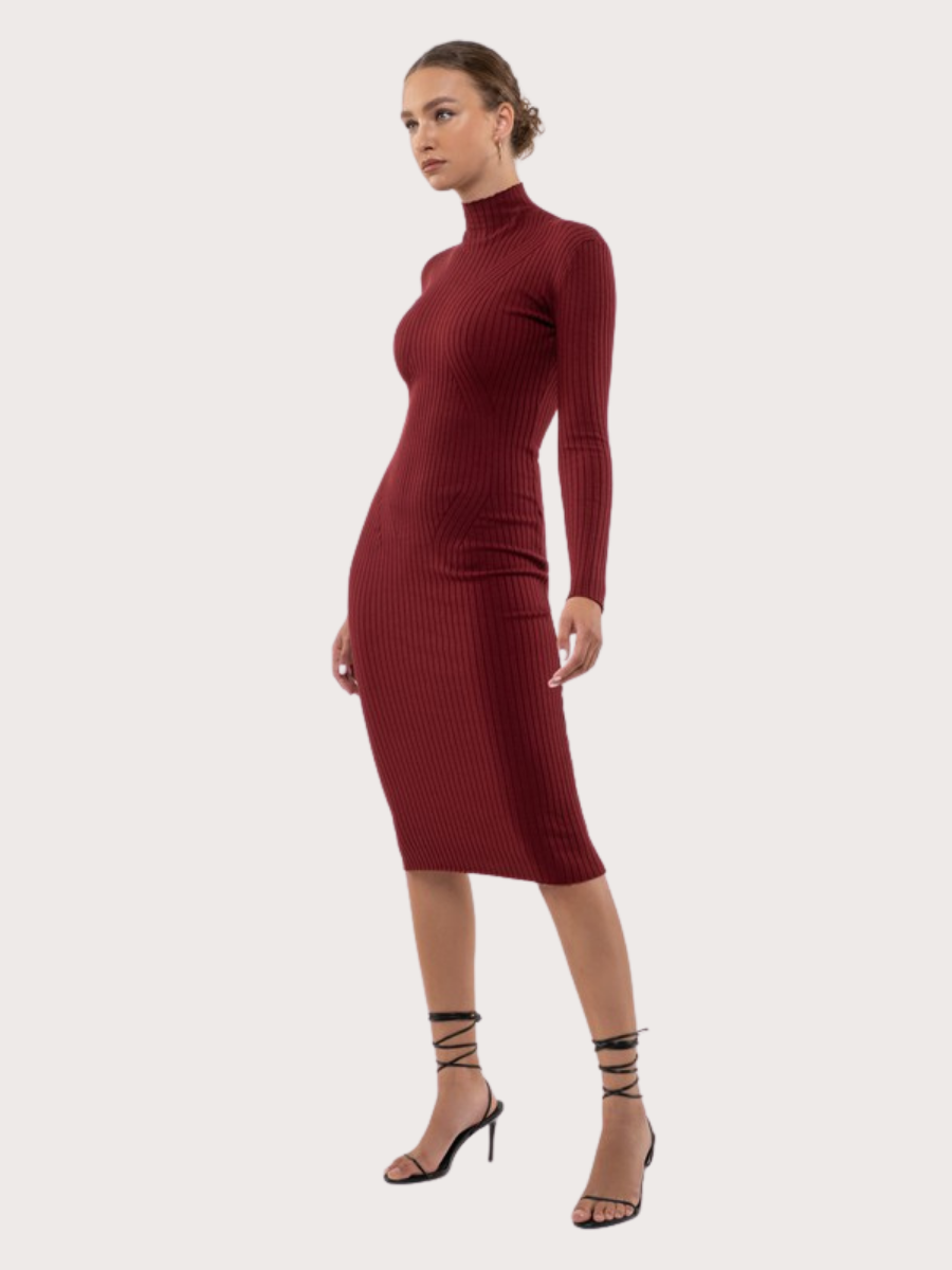 Rib Knit Midi Dress - Basic Bee