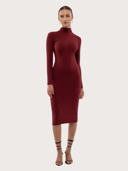 Rib Knit Midi Dress - Basic Bee