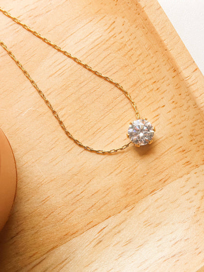 Ciara 18K Non-Tarnish Petite Round CZ Necklace