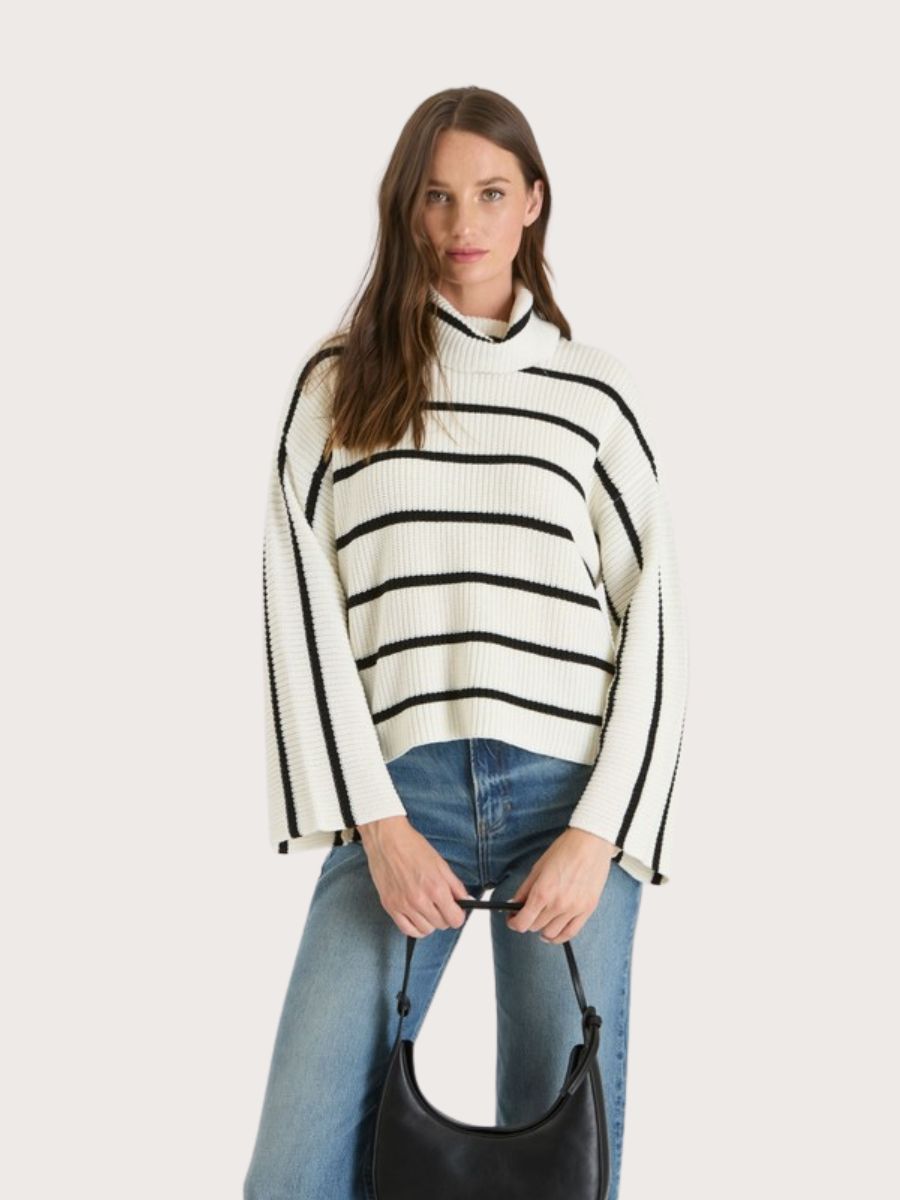 Stripe Turtleneck Sweater