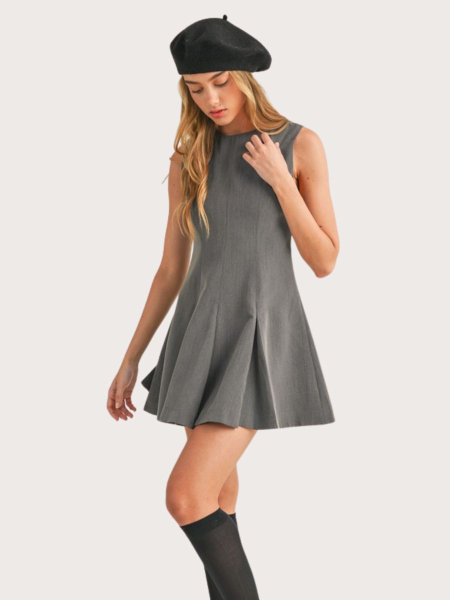 Sleeveless Pleated Mini Dress