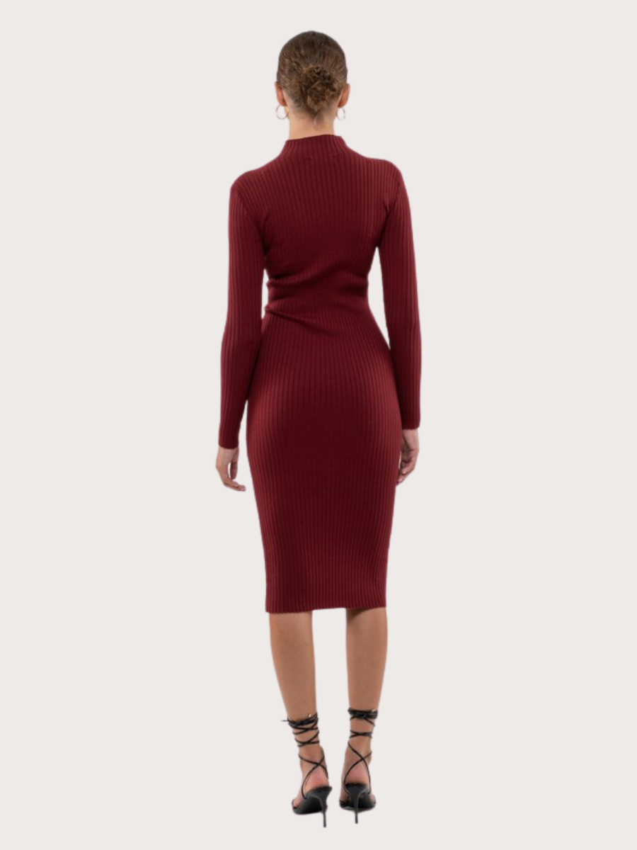 Rib Knit Midi Dress - Basic Bee