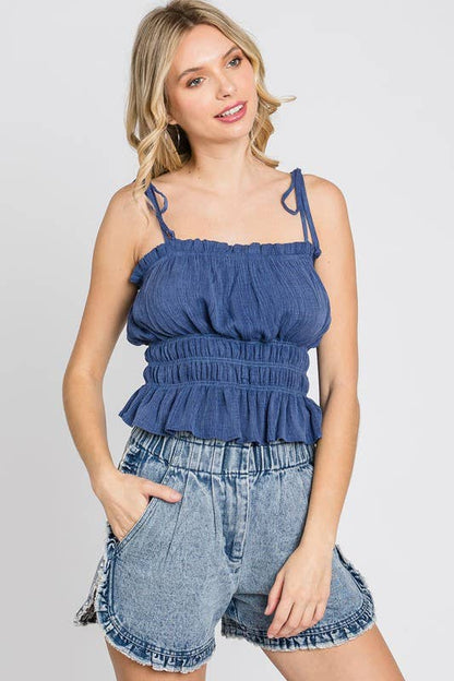 Spaghetti Smocked Sleeveless Top