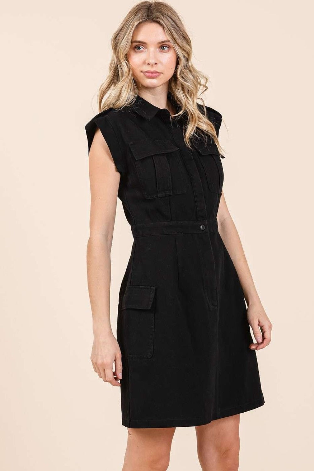 Cargo Button Mini Dress