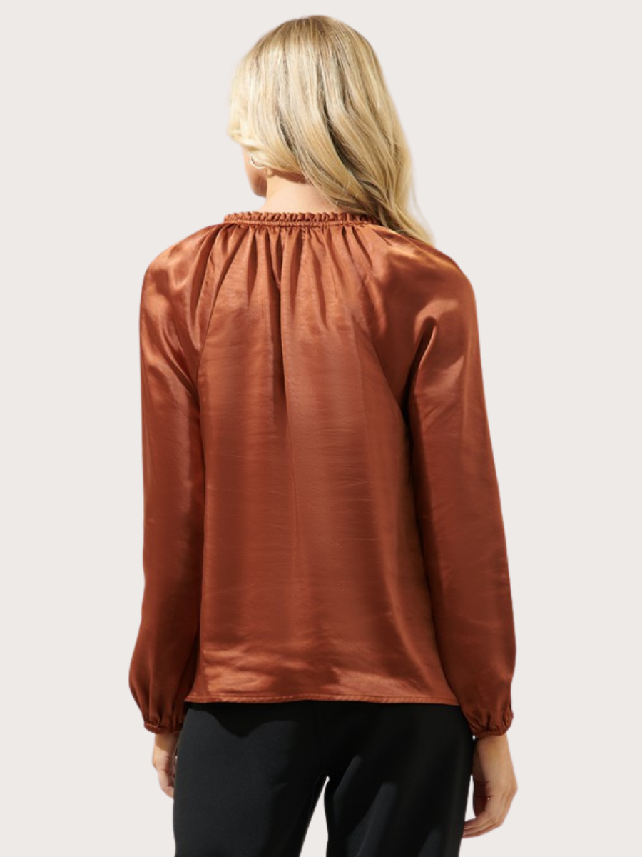 Alcazar Raglan Sleeve Satin Blouse - Basic Bee