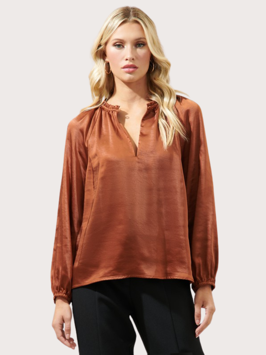 Alcazar Raglan Sleeve Satin Blouse - Basic Bee