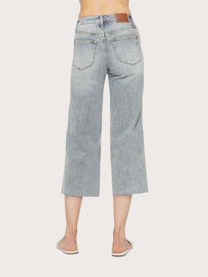 Tummy Control Wide Leg Crop Jeans