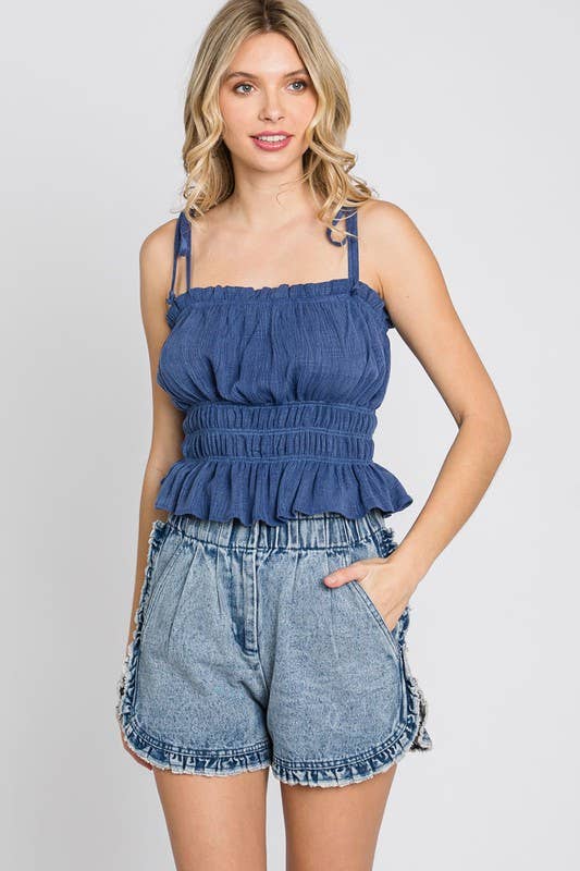 Spaghetti Smocked Sleeveless Top