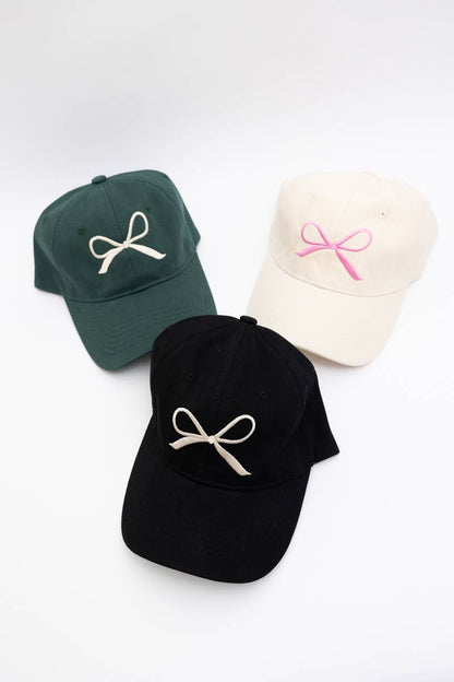 Bow Embroidered Baseball Cap