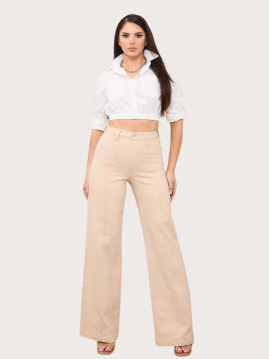 Square Pocket Wide Leg Jeans