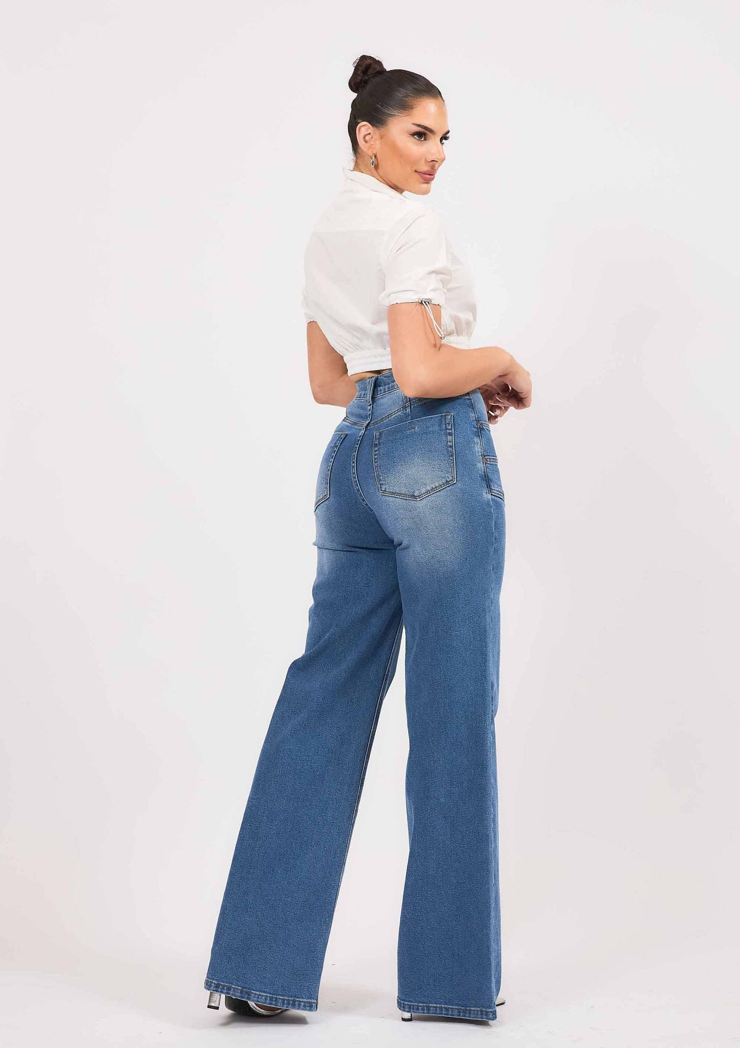 High-Rise Double Pocket Wide Leg Jeans