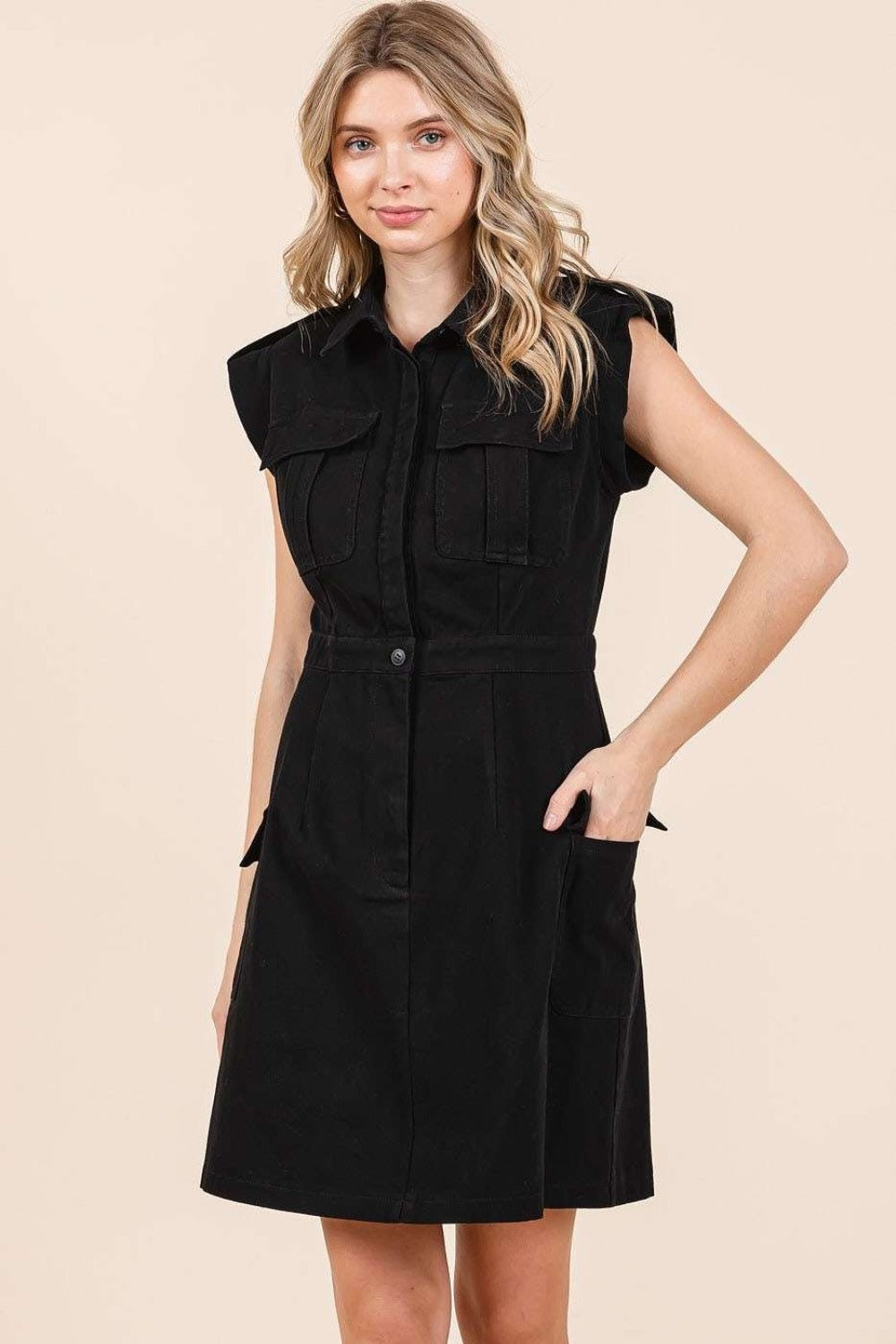 Cargo Button Mini Dress