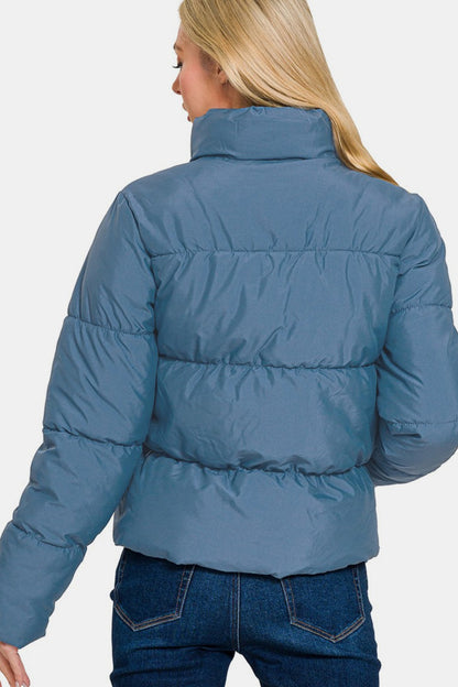 Turtleneck Puffer Jacket with Pockets