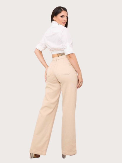 Square Pocket Wide Leg Jeans