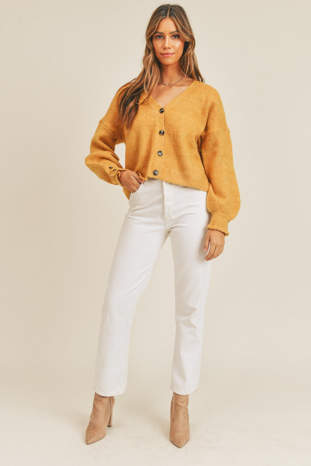 Colonel Mustard Button Down Sweater