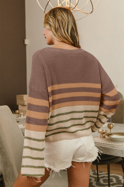 Cafe Color Block Striped Sweater