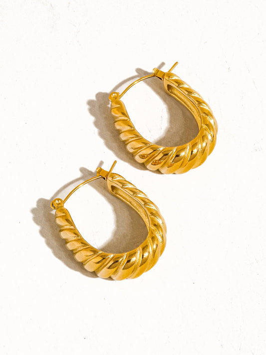 Jordyn 18K Gold Non-Tarnish Croissant Hoop Earring