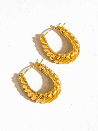 Jordyn 18K Gold Non-Tarnish Croissant Hoop Earring